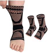 Copper Ankle Brace Copper Infused Support for Men & Women (Pair), Best Ankle Compression Sleeve S...
