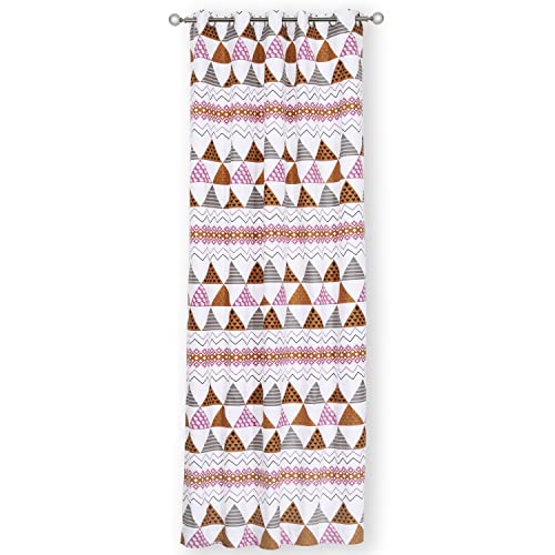 Image of Homestan 100% Cotton Block Print Door Curtains 9 Feet Long Set of 1 for Home Decor (9 X 4.5 Feet, Brown)