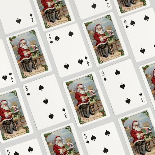 Lantern Press Christmas Greeting, Santa Painting, 52 naipes póker miniatura 4