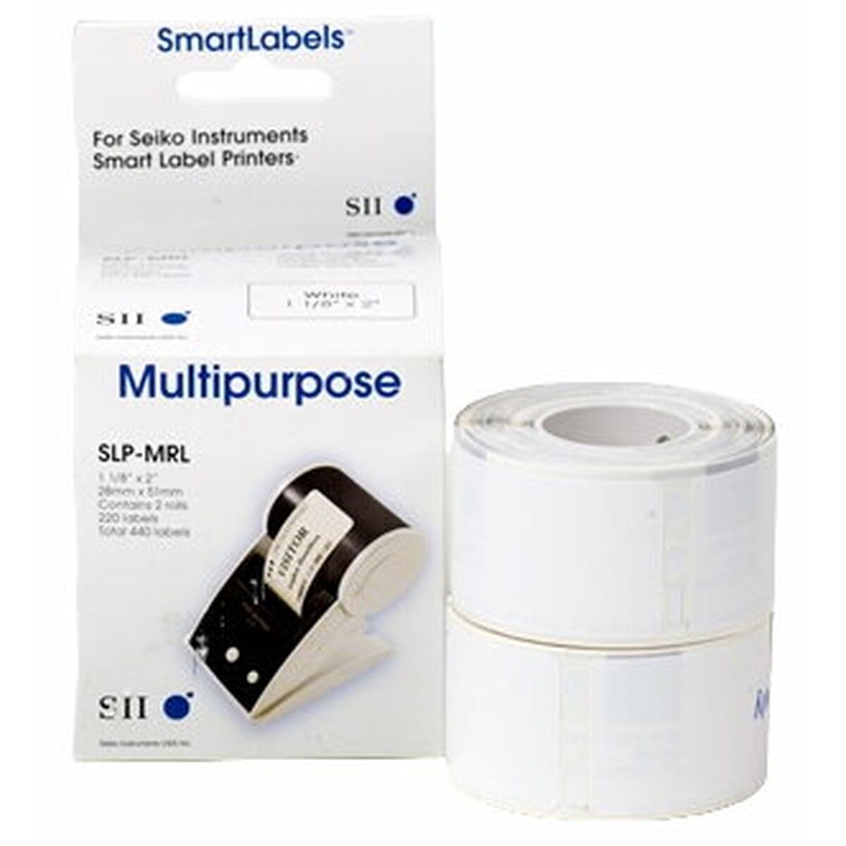 Seiko Instruments étiquette SLP thermique 2RL, 1/2 "Cœur Blanc 260 étiquettes par rouleau, 2 rouleaux, 28 x 89 mm,