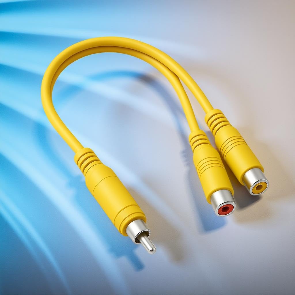 WORLDFIT RCA Male to 2 Female Y Splitter Audio Video Adapter Cable, Yellow, 30cm (PACK OF 2)