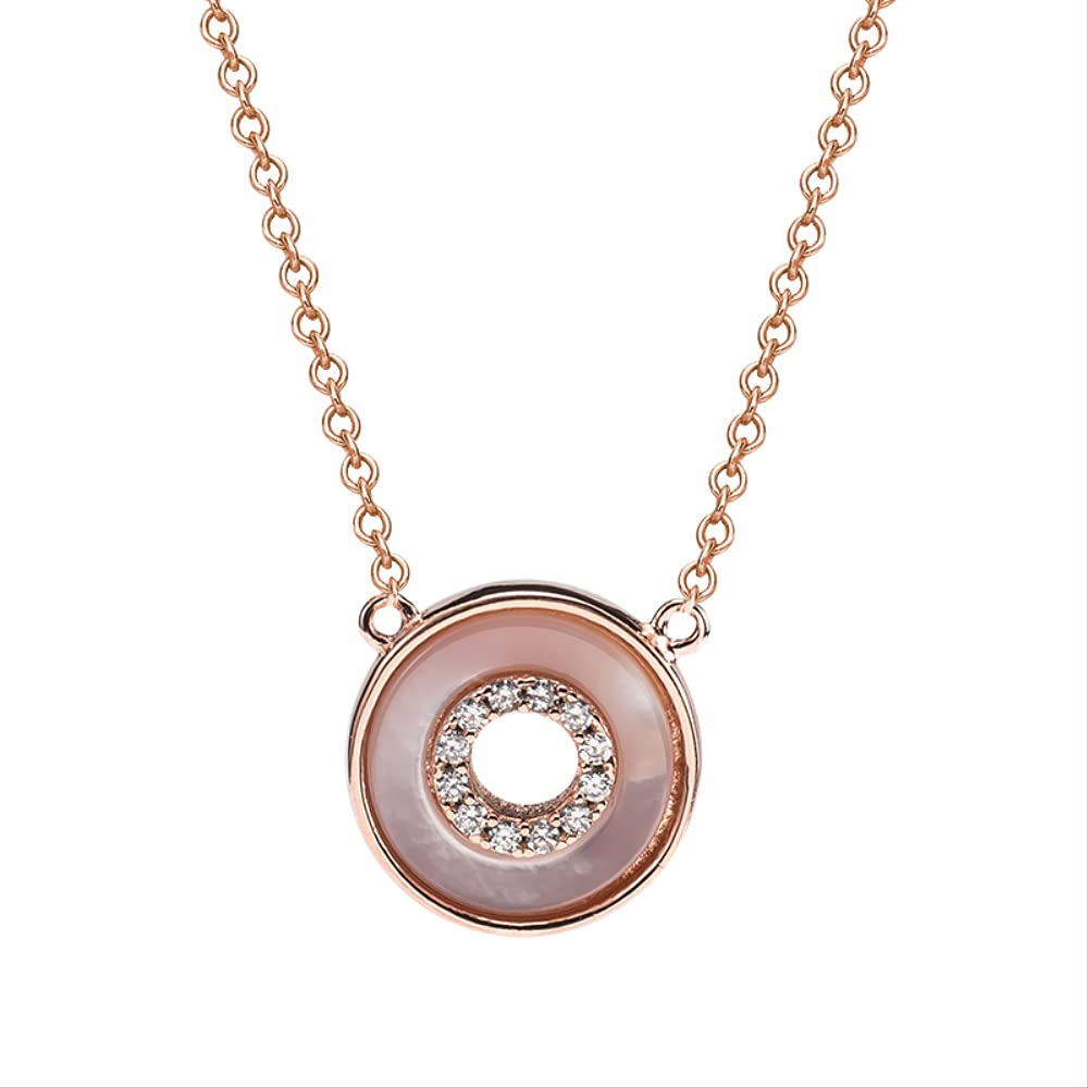 YZYSHHX Colgante y Collar Redondo Ahuecado para Mujer, joyería geométrica con Temperamento de Concha con Incrustaciones, Hecha en China