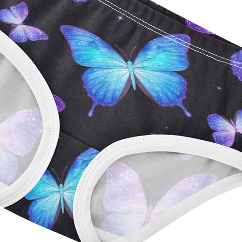 Vibrant Blue Purple Butterflies Black Little Girl Panties Girls Underwear Toddlers Cotton Print Undies Kids Briefs 2t4