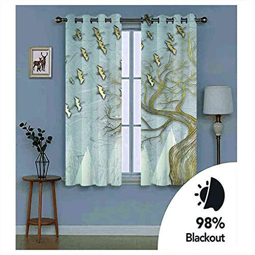 Rideau Isolant Thermique Insonorisation avec motif arbre d'or abstrait - 6