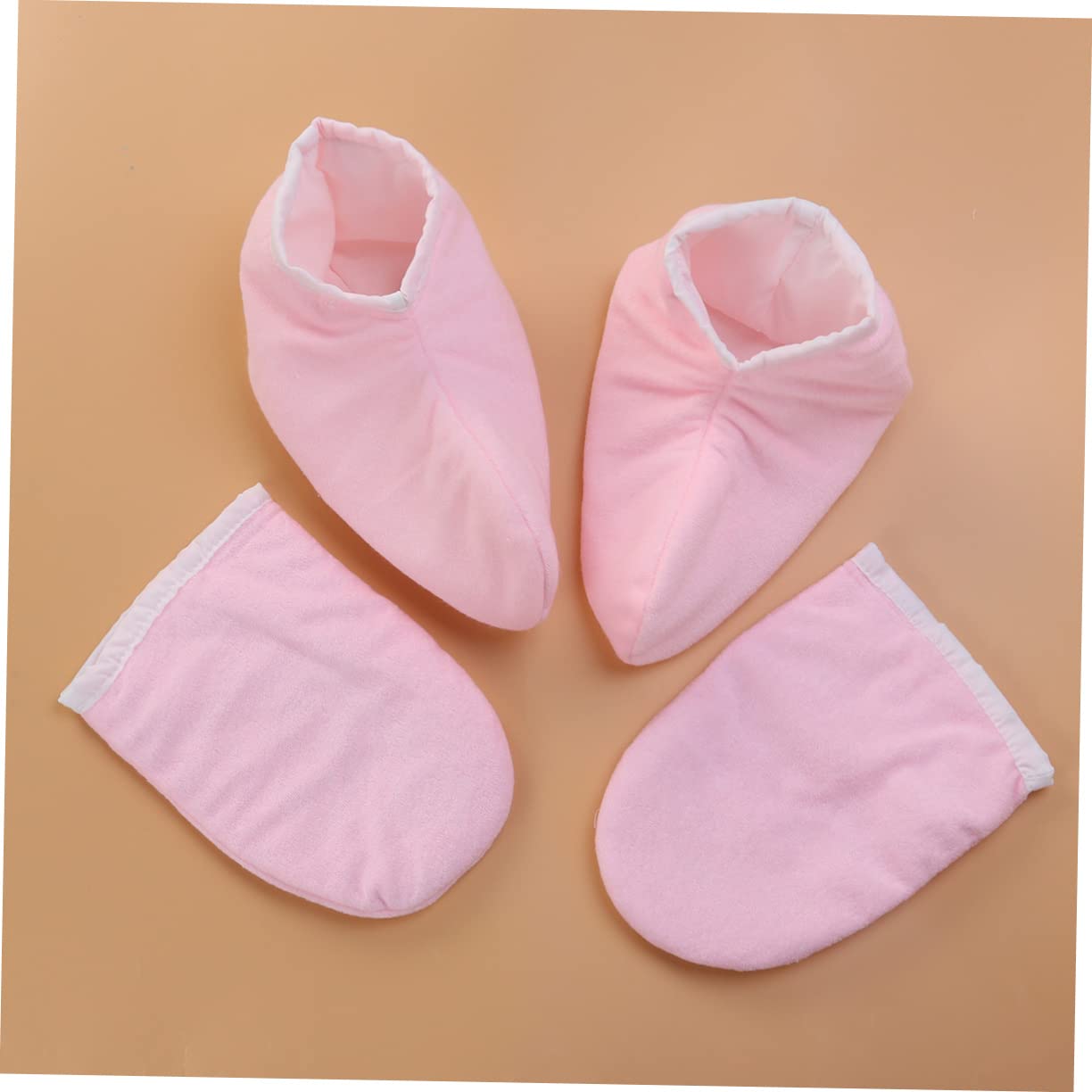 FRCOLOR 4 Paia guanto da bagno copri piedi in paraffina cappello di zucca per adulti cera di paraffina per le guanti copertura per pediluvio Terme rosa