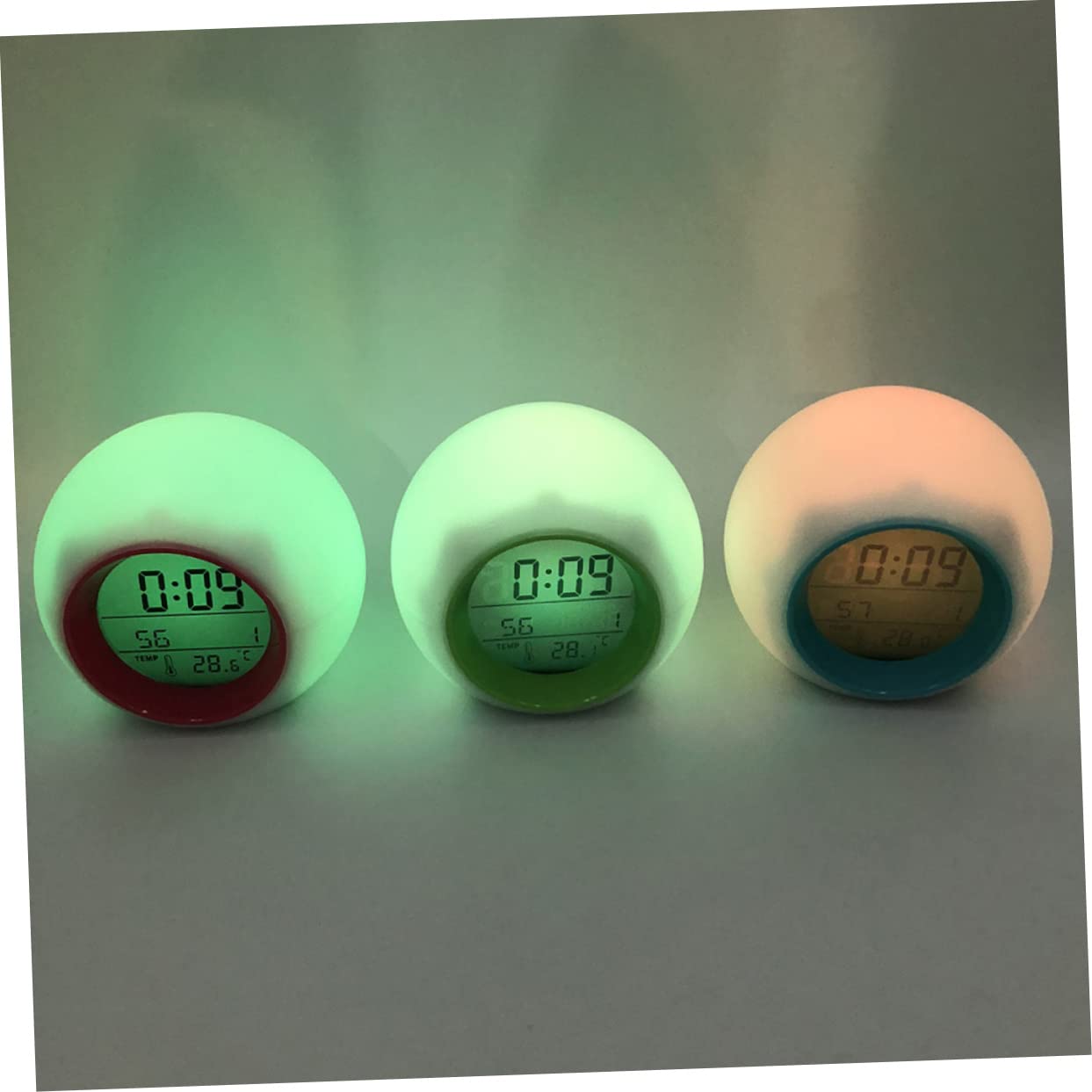 PRETYZOOM 3stücke Runde Bunte Alarmuhr Mit Kalender Und Nachtlicht Kinderwecker Für Nachttisch Thermometer Ohne Batterie Zufälligen Farben