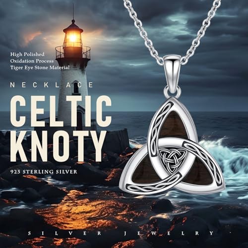 Ebony Necklace for Men 925 Sterling Silver Claddagh/Celtic Irish Necklace Real Ebony Viking Pendant Hypoallergenic Jewelry Gifts for Men Women2