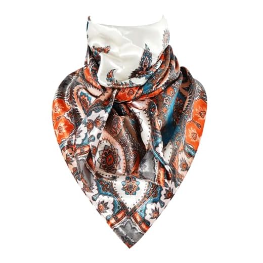 GERINLY Colorful Ethnic Wild Rag Male, Silk Like Neckerchief for Equestrian, Oversize Head Scarf 35 Inch (Multi)