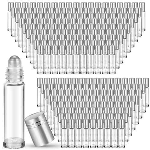 Sumind Essential Oil Roller Bottles, 250 Pcs Bulk, Clear with Silver Cap