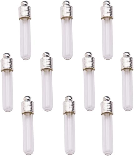 10 piezas nombre en el frasco de vidrio de arroz Colgante 0.236 in cuello ancho vial de vidrio, deseo botella encantos medallón de vidrio