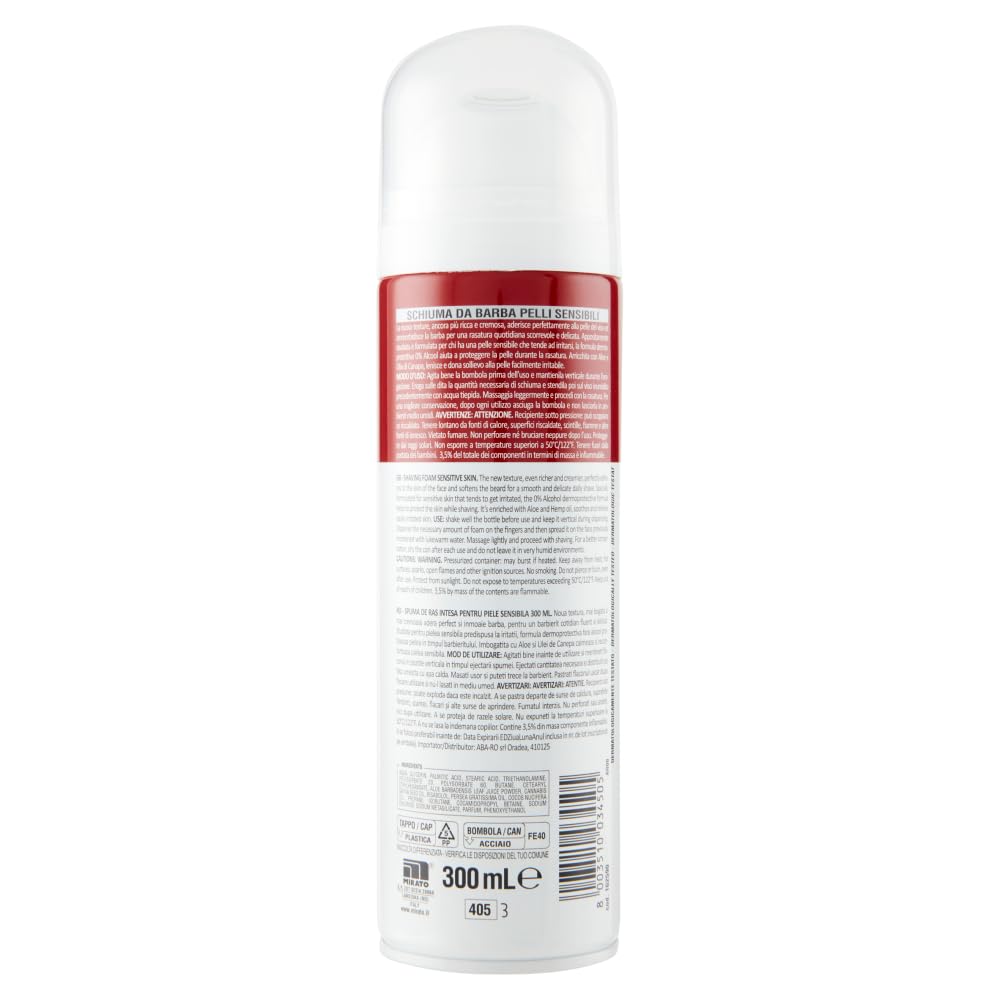 Intesa Pour Homme Schiuma da Barba con Aloe e Olio di Canapa - Espuma de afeitar con aloe y aceite de cáñamo 12 x 300 ml + Polpa italiana Gourmet 400 g
