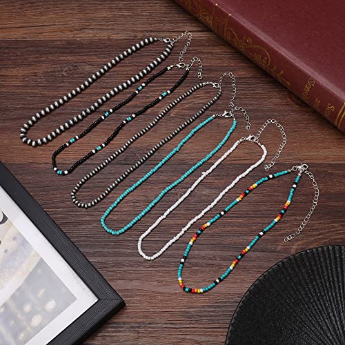 Navajo Pearl Necklace Western Seed Bead Choker Necklace Western Necklaces for Women 6PCS2