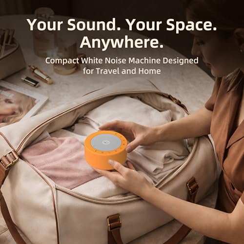 Image of Kipcush White Noise Machine for Baby & Adults, 30 Soothing Sounds, Soft Non-Glare Nursery Lamp, 8 Color Night Lights, Memory Function (Angel V3 Orange, Standard)