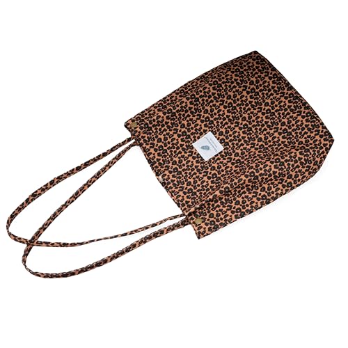 Image of TOPASION Cute Corduroy Tote Bag Canvas Shoulder Handbags for Women Travel Shopping
