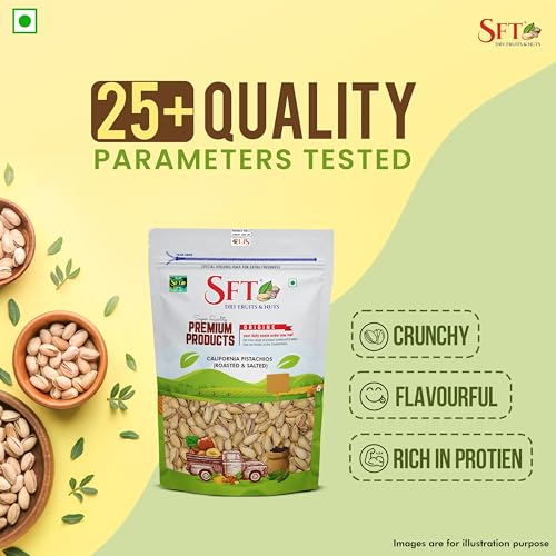 Image of SFT Premium Californian Roasted & Salted Pistachios 500g | Pista Dry Fruit | Rich In Protein, Phosphorus | Dietary Fibre, Premium Nuts & Dry Fruits | Shelled Nuts, Crunchy | Delicious Healthy Snack