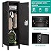 Vintage Metal Locker with Hooks,Lockable 1 Door Storage Locker,Retro Black Single Lockers for Employees,Steel Locker for Home, Office,Gym,Old School Lockers Storage