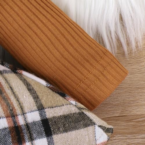 Baby Girl Clothes Fall Winter Outfit Plaid Romper Long Sleeve Dress Lace Ruffles Bodysuit with Bow Headband - Image 3