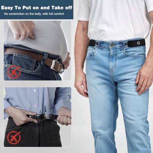 Image of GUSTAVE Buckleless Belt Hook Tactical Metal Hook Elastic Belt Unisex Buckle-Less Invisible Waist Belts for Work & Edc