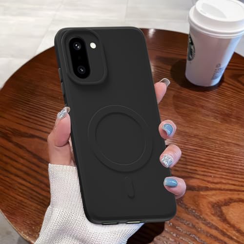 Image of Outlouders Back Cover for OnePlus 15R 5G Soft Matte Silicone| Mag-Safe Logo (Not Mag-Safe Compatible) | Camera Protection | Slim Shockproof Bumper Case (Black)
