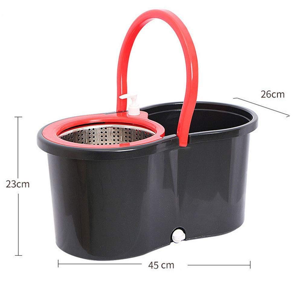 HYZXK Mop Girante della Benna A Mano Set Microfibra Mop Mop Rotante di Ricambio per Il Piano di Pulizia,Nero