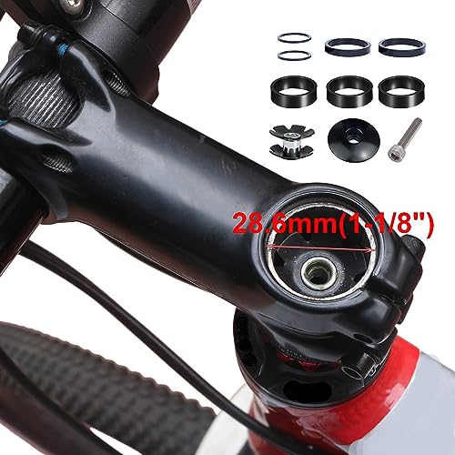 Fahrrad Lenker Spacer Set Fahrrad Vorbau Spacer 10Stück, Fahrrad-Steuersatz-Abstandshalter 1 1/8 Mit Steuersatzkappe Ahead Gabel kralle MTB Headset Spacer 2mm/ 5mm / 10mm für Rennrad 10Stück