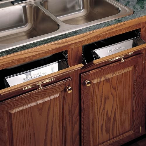 Image of Rev-A-Shelf 13 inch Tip Out Tray with Soft Close for Sink Base Cabinets, Storage Organizer for Kitchen, Laundry Room, or Vanity Cabinets, 6581-13SS-SC-1
