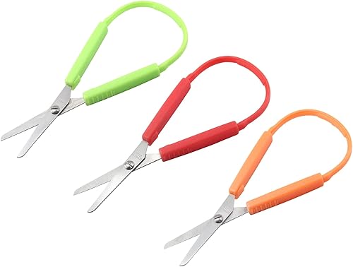 Miniatura 3 de Paquete de 12 tijeras de bucle de 5.5 pulgadas, tijeras de agarre para niños, asas de apertura autoadaptables, tijeras de agarre para niños