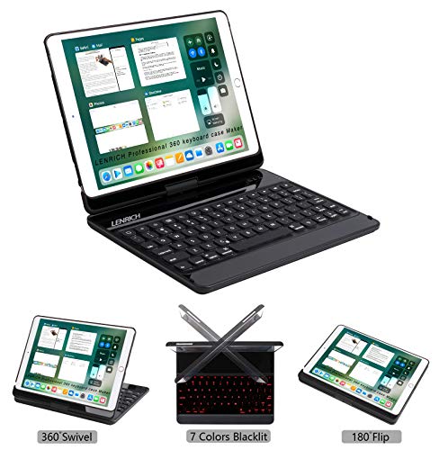 LENRICH New iPad 10.2 7th Generation 2019 Keyboard Case Backlit, 7 Color Backlight