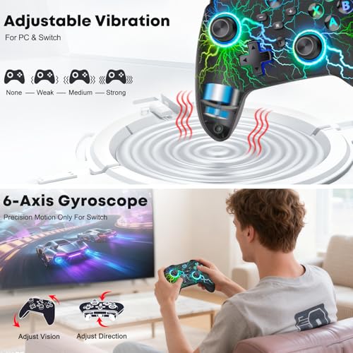 Image of AXYBCOOL Wireless PC Controller with Stand, PC Gaming Controller with Linear Triggers /Vibration /Turbo - No Dead Zone - Bluetooth Controller for PC /Switch /Switch 2 /iOS /Android
