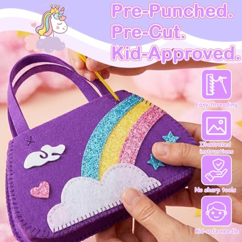 Image of PALAY 2 in 1 DIY Unicorn Sling Bag for Girls Craft Kit for Girls 6+, Fashion Cute DIY Hand Bag for Girls Shoulder Stylish Gifts Kids 6+ Purse Cross Body Woman, Making Kit with Accessories