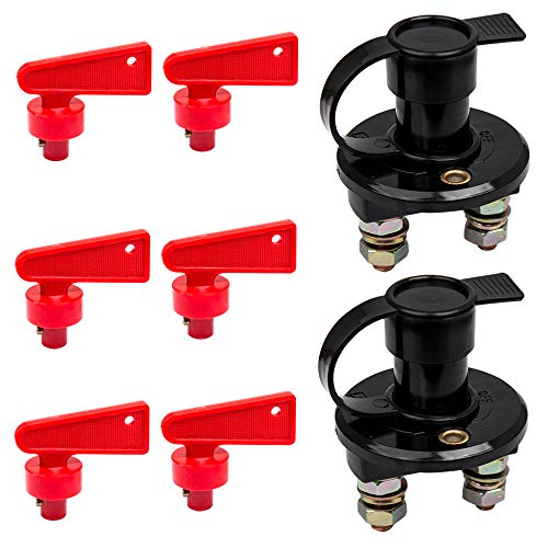Mirocle Life Interruptor Desconexión de Aislador de Batería 12V 24V Metal Pesado Interruptor con 2 Cubiertas Impermeables y 6 llaves, Cut Off Interruptor para Moto Coche Auto Barco Marine Truck y más