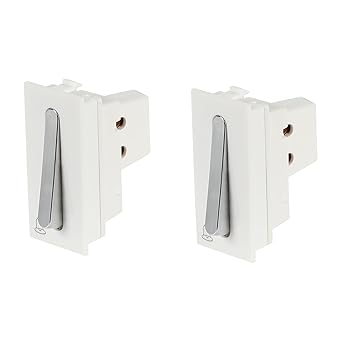 9901 Status Chrome Bell Push Modular Switch 6A White, Pack of 2, Door Bell Switch for Home, Office, Shop,etc