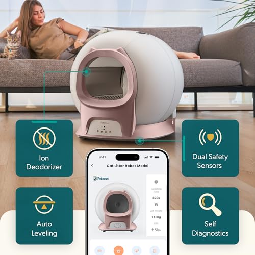 Petcove Automatic Self Cleaning Litter Box for Multiple Cats - PurrTek with Smart App (5GHz Wi-Fi), Triple Odor Control, Quiet Operation & Advanced Safety Sensors - Image 2