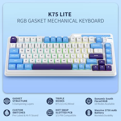 Teclado Mecánico K75 Lite Conectividad Bluetooth USB-C miniatura 2