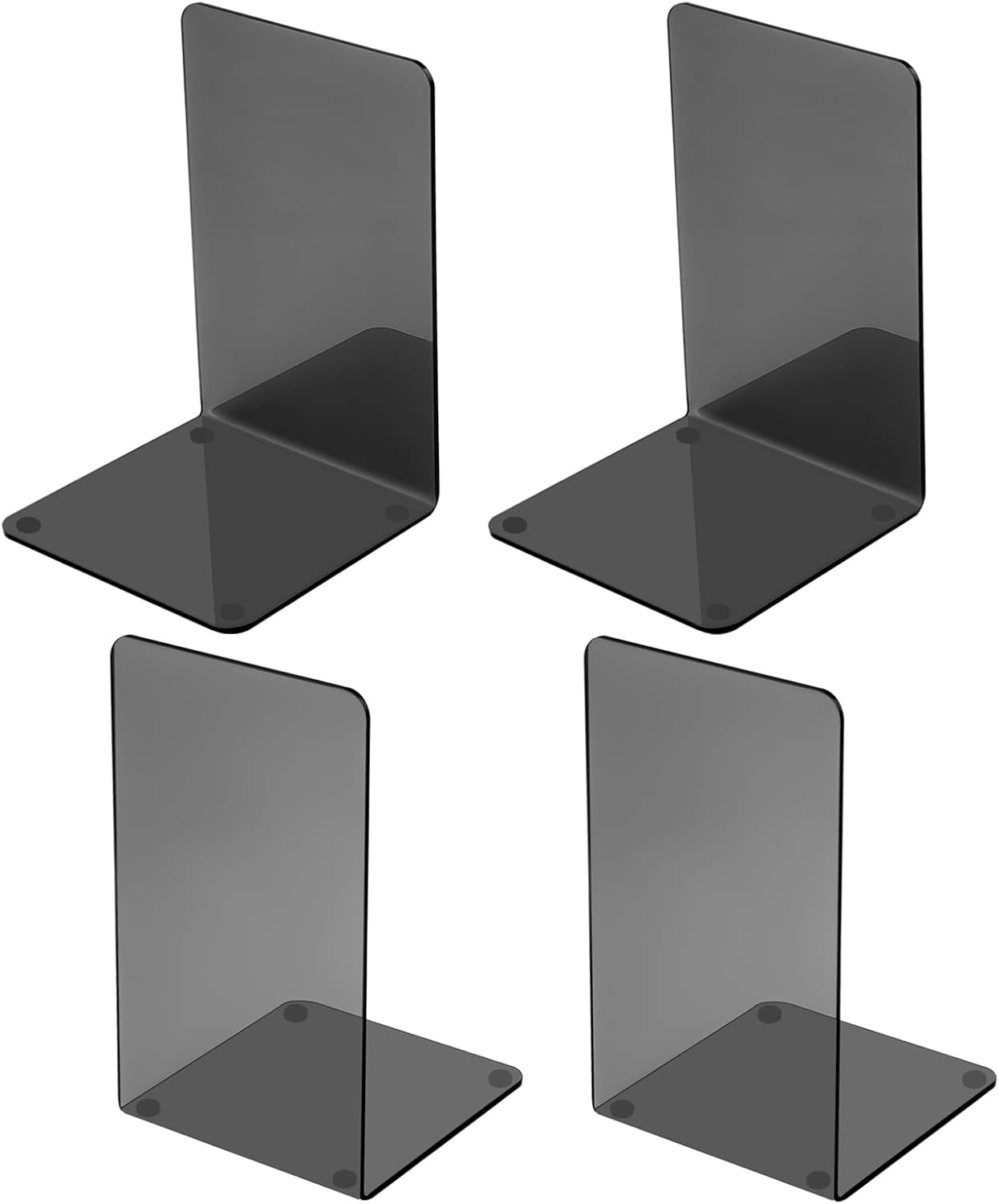 Hisredsun Acrylic black bookends,Desktop Book Holder Organizer Plastic