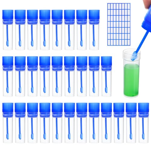 30 Piezas 15ML Tubos de Muestra de Heces, Recipiente Muestra Heces para Análisis, Tubo de Muestras para Heces, Tubos de Ensayo con Cuchara, Tubos de Ensayo para Laboratorio Médico