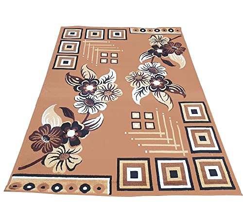 Image of Soft Modern Washable Beautiful Acrylic Rugs for Home Decor Living Room 5x7 Feet (150 x 200 Cm) Gold Color