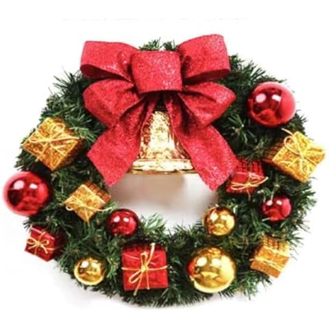 12 Inch Artificial Christmas Wreath, Hanging Wreath for Front Door,Wall and Windows, Xmas Garland with Bowknot Flower Christmas Ornaments for Holiday Christmas Party Decorations Cover