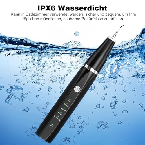 Zahnsteinentferner Zahnreiniger Ultraschall für Hund und Katze, Zahnpflege Set für Hunde & Katzen, Zahnreinigung und Reinigungsset Bekämpft Zahnstein Mundgeruch & Zahnfleischentzündungen, Schwarz