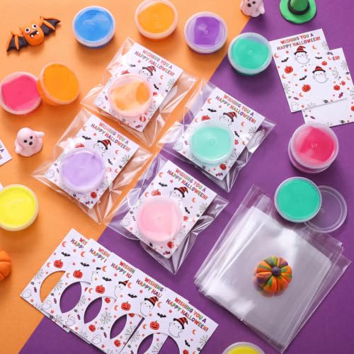 VioraWhite 48 Pcs Happy Halloween Air Dry Clay Set with Card and Gift Bags DIY Magic Gifts Clay Model Arts and Crafts Gift Graduation Party Favors Prizes for Kids Students Children Classroom - Image 3