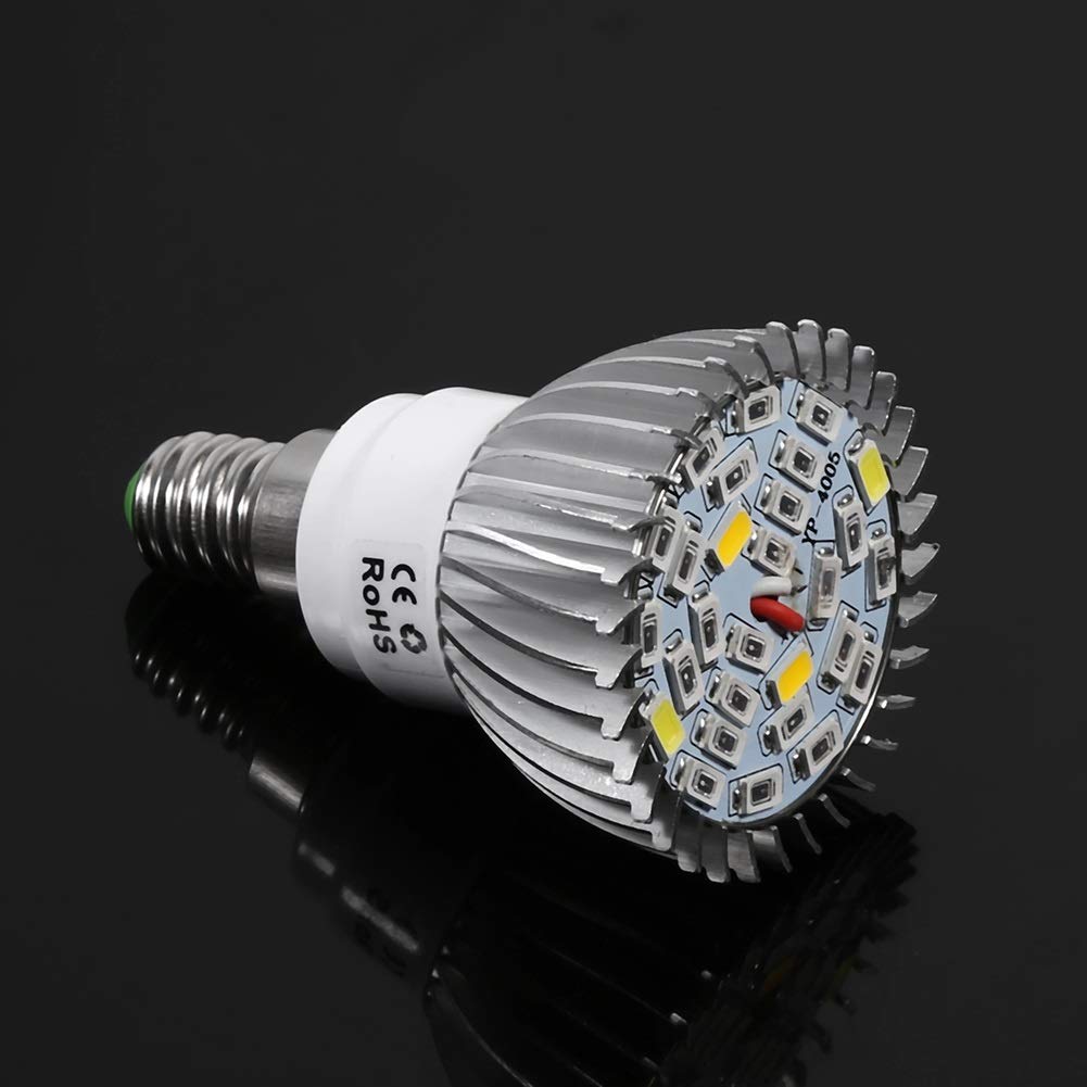 Delaman Lampadina per lampada da coltivazione 28 W a spettro completo a LED per coltivare la luce per piante da fiore 85 V-265 V (design: E14)