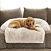 Calming dog bed fluffy plush dog mat for furniture protector with removable washable cover for large medium small dogs and cats extra large 53x393x6 beige  urban country home decor