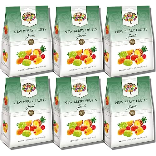 Jelly Fruits Bundle - Newberry Fruits Jewels Bag 160g - 6 Packs (New Berry Fruits with Liquid Centre) bundled by The Great British Kitchen