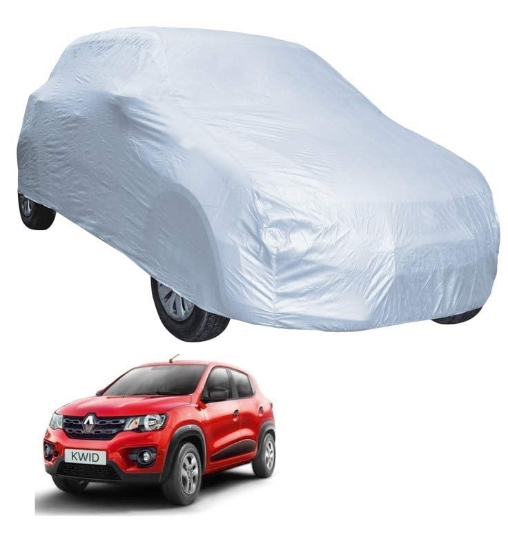 Image of Auto Hub Car Cover Compatible with Renault Kwid with Weather Proof, Triple Stitched, Kwid Car Cover- Plain Silver