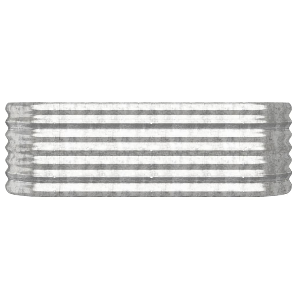 Fioriera Rialzata in Acciaio Verniciato a Polvere, con Forma Ovale e Struttura Rinforzata, Cassoni per Orto Rialzato, Aiuola Rialzata da Esterno, per Giardino, Balcone e Patio, Argento, 114x40x36 cm