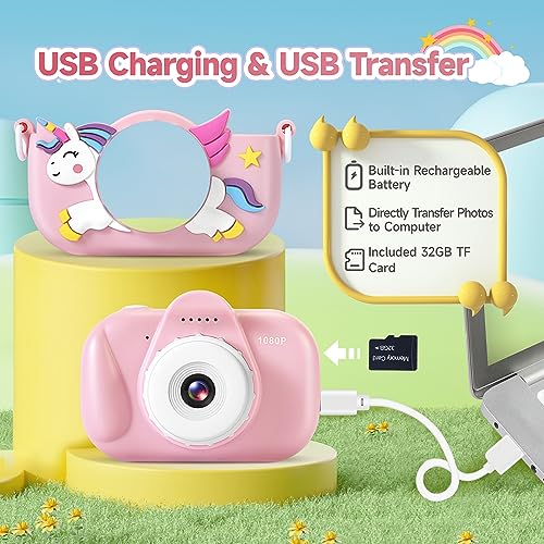 Kids Camera for Toddler Girls Boys Aged 3-9, YEEHAO 32MP Kids Toys Digital Camera 3 4 5 6 7 8 9 Year Old Girls, Children Birthday Gift for Kids - image 6