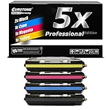 Lieferumfang und Reichweite: 5x Toner (1x Gelb/Yellow mit ca. 4.000 Seiten, 1x Blau/Cyan mit ca. 4.000 Seiten, 1x Rot/Magenta mit ca. 4.000 Seiten, 2x Black/Schwarz mit je ca. 6.000 Seiten), Angaben zur Reichweite bei 5% Deckung