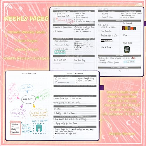 2025 Undated Academic Planner Hardcover (5.5x8.5") - Flexible Weekly & Monthly Organizer with Stickers, Productivity Journal for Students & Professionals(Pink)