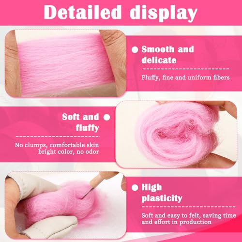 Image of Mayboos Wool Roving Yarn, 1.76oz Colored Natural Wool Roving,Wool Felting Supplies Pure Wool Chunky Yarn for Wet Felting handcrafts and Spinning (Baby Pink)