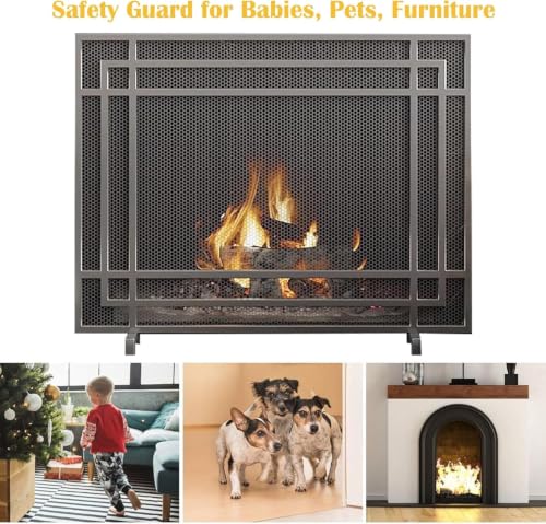 Protector contra chispas de chimenea de gas panel plano de 99x78 cm para estufas caseras 7